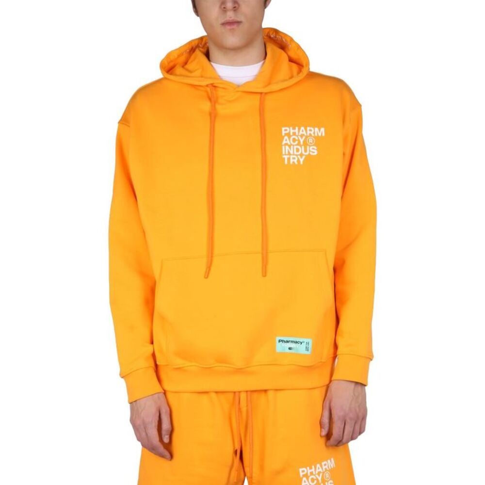 PHARMACY INDUSTRY Logo Print Cotton Hoodie Men ORANGE Sweaters & Cardigans